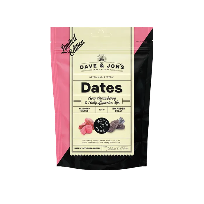 Dave & Jon's – Sour Strawberry & Salty Liquorice Dates: Limited Edition (125 g)