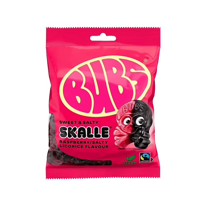 Bubs - Sweet & Salty Skalle Raspberry Salty Licorice (90 g)
