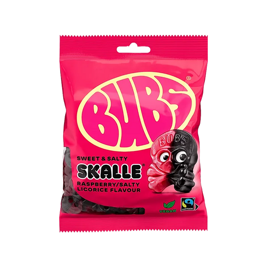 Bubs -  Sweet & Salty Skalle Raspberry Salty Licorice (90 g)